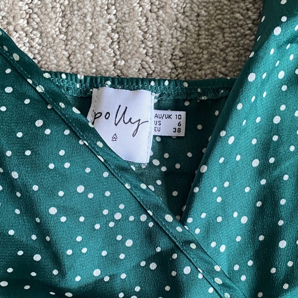 Princess Polly Green Wrap Mini Dress Size 6 - Picture 3 of 5